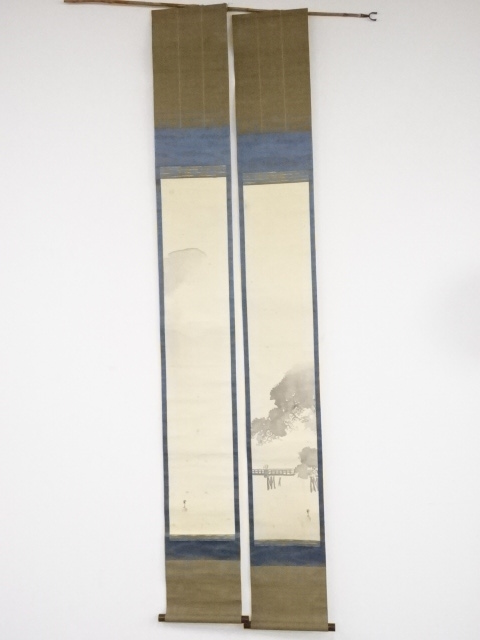 JAPANESE HANGING SCROLL / SET OF 2 / HAND PAINTED / SCENERY